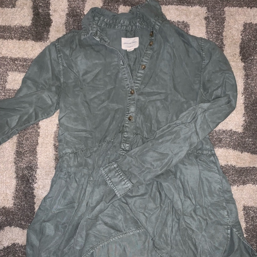 american eagle olive green shirt dress